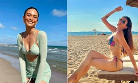 Võ Hoàng Yến, Mâu Thuỷ khoe dáng nóng bỏng với bikini trên biển trong kỳ nghỉ lễ 