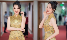 Á hậu Thụy Vân đẹp tựa 'nữ thần' với váy họa tiết trống đồng tại lễ bế mạc SEA Games 31