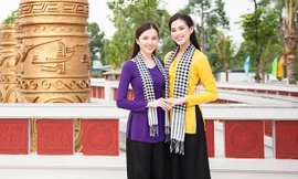 Diện áo bà ba nền nã, Hoa hậu Đỗ Thị Hà vẫn nổi bật nhờ đôi chân dài 1m1 thẳng tắp