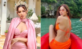 Thuỳ Tiên mặc váy lụa cut-out nóng bỏng ở Ấn Độ, Hoàng Thuỳ khoe dáng sexy với bikini