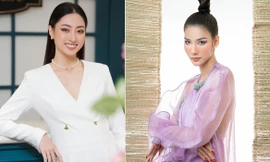 Lương Thùy Linh diện váy cổ chữ V quyến rũ, Hoàng Thùy đẹp ma mị tựa 'mỹ nhân cổ trang'