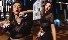 Hoa hậu Thùy Tiên mặc áo crop-top xuyên thấu, khoe vóc dáng nóng bỏng trên phố