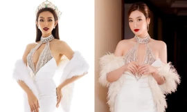 'Đụng váy' lông vũ khoét vòng 1 nóng bỏng, Thùy Tiên - Đỗ Mỹ Linh khoe nhan sắc quyến rũ