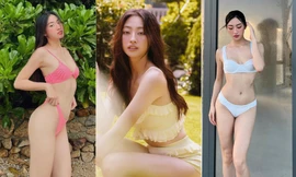 Hoa hậu Lương Thuỳ Linh chuộng áo tắm đơn sắc khoe vóc dáng nóng 'bỏng mắt'