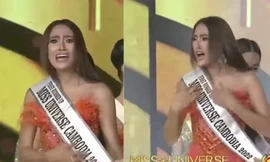 Khoảnh khắc Á hậu 1 hốt hoảng vì tưởng nhầm mình giành giải Hoa hậu Hoàn vũ Campuchia gây sốt