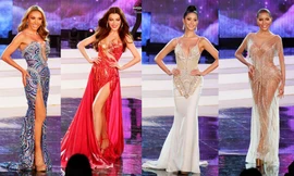 Trân Đài mặc váy dạ hội đỏ rực, nổi bật bên dàn thí sinh trong đêm bán kết HH chuyển giới quốc tế