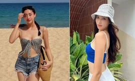 Lương Thuỳ Linh thả dáng nóng bỏng trên biển, Á hậu Ngọc Thảo mặc áo crop-top khoe eo thon sexy