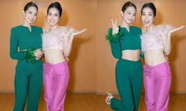 Hoa hậu Quốc tế 2019 và Á hậu Phương Anh mặc crop-top đọ eo thon sexy khi tập catwalk