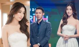 Đỗ Mỹ Linh diện váy cúp ngực nóng bỏng, sánh vai tiền vệ Hùng Dũng trên thảm đỏ VTV Awards