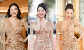 'Đụng váy' sequin với đàn em Thụy Vân, Hà Kiều Anh vẫn tỏa sáng tựa 'nữ thần'
