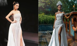 Hoa hậu Trái đất 2021 Evelyn Wagner mặc lại váy xẻ tà nóng bỏng của siêu mẫu Hà Anh