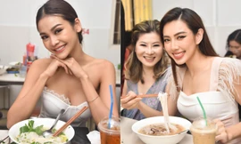 Hoa hậu Thùy Tiên đưa top 10 Miss Grand Thái Lan đi ăn phở trước khi rời Việt Nam 