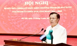 Bí thư Thành ủy Hà Nội Đinh Tiến Dũng phát biểu tại hội nghị
