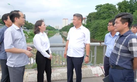 Cơ quan chức năng kiểm tra tiến độ thi công Dự án Trạm bơm tiêu Yên Nghĩa