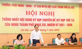 Chủ tịch HĐND TP. Hà Nội Nguyễn Ngọc Tuấn phát biểu tại hội nghị