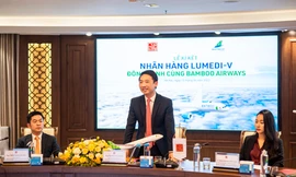 Ông Đoàn Hiếu Minh - Chủ tịch HĐQT công ty CP Ngũ Phúc Đường phát biểu tại lễ ký kết.