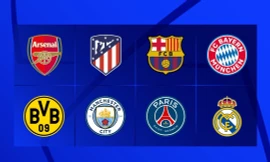 8 đội bóng lọt vào vòng tứ kết Champions League.