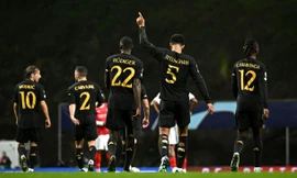 Các cầu thủ Real Madrid đã được hưởng niềm vui ở trận lượt đi sau chiến thắng 2-1 trước Braga