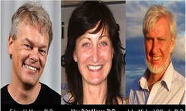 Từ trái sang: TS Edvard Moser, TS May-Britt Moser và TS John O’Keefe. Ảnh: NTNU.EDU