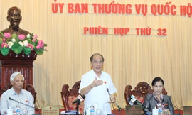 Chủ tịch Quốc hội Nguyễn Sinh Hùng phát biểu bế mạc phiên họp. Ảnh: An Đăng