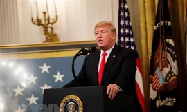 Tổng thống Mỹ Donald Trump phát biểu tại Nhà Trắng. (Nguồn: THX/TTXVN)