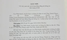Bộ Thông tin truyền thông mời Daniel Hauer lên làm việc