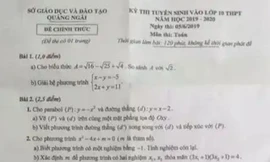 Quảng Ngãi: Đề Toán tuyển sinh lớp 10 có 2 bài giống một đề thi thử?