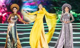 Đường cong quyến rũ của thí sinh Miss World Việt Nam trong trang phục áo dài