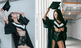 Hotgirl mặc áo cử nhân phô ngực trần gây phẫn nộ