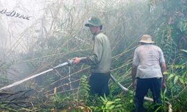 Lực lượng PCCC tại hiện trường.