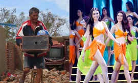Nhiều người phản ứng khi Hoa hậu Hoàn vũ 2017 tổ chức thi Bán kết trong ngày bão ở Khánh Hòa.