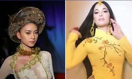 Ngô Thanh Vân bị "ném đá" vì từng mặc áo dài không nội y. 