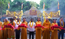 Tổng thống Sri Lanka cắt băng khánh thành khuôn viên cây Bồ đề thiêng tại chùa Bái Đính