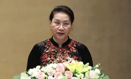 Phát biểu khai mạc kỳ họp, Chủ tịch Quốc hội Nguyễn Thị Kim Ngân nhấn mạnh: Năm 2018 là năm thứ ba của nhiệm kỳ Quốc hội khóa XIV, có rất nhiều nhiệm vụ quan trọng đặt ra đối với Quốc hội - Ảnh: Như Ý