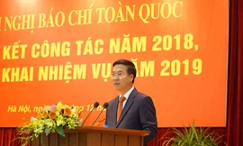 Uỷ viên Bộ Chính trị, Trưởng Ban Tuyên giáo Trung ương Võ Văn Thưởng phát biểu tại hội nghị