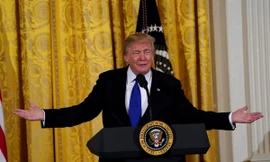 Tổng thống Mỹ Donald Trump trong cuộc họp báo tại Nhà Trắng ngày 24/1. Ảnh: Reuters