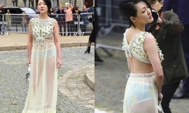 Từ Hy Đệ diện váy lộ nội y phản cảm tại tuần lễ thời trang Paris