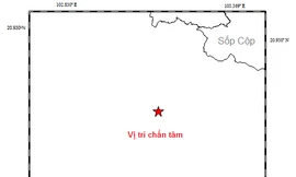 Bản đồ chấn tâm động đất. Ảnh: Viện Vật lý địa cầu