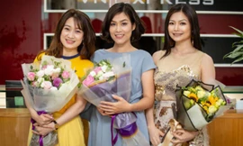 Ba diễn viên trong "Phía trước là bầu trời": Thu Nga (trái), Hà Hương (giữa) và Kiều Anh.