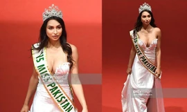 HH Pakistan khoe ngực, đeo băng năm 2015 thảm đỏ Cannes để gây chú ý