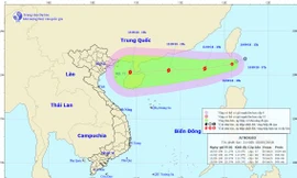 Hướng đi dự kiến của bão. Ảnh: TTDBKTTVQG
