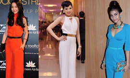 Sao khoe chân dài miên man với jumpsuit suông