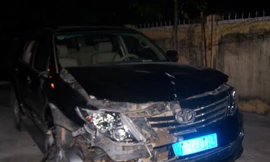 Xe ô tô gây tai nạn hàng loạt.