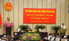 Kỳ họp thứ 13 HĐND TP.Hà Nội khóa XIV sáng nay, 6/7. Ảnh: Minh Tuấn