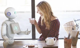 Robot Pepper có thể trò chuyện với con người. Ảnh: Aldebaran.