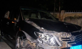 Chiếc xe BKS 82A- 000.84 mà ông Trần Quang Hùng điều khiển gây tai nạn liên hoàn.