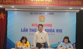 Anh Nguyễn Ngọc Lương, Bí thư T.Ư Đoàn, Chủ tịch Hội đồng Đội T.Ư phát biểu khai mạc Hội nghị. Ảnh: Bảo Anh