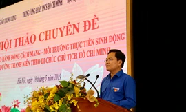 Bí thư thường trực T.Ư Đoàn Nguyễn Anh Tuấn phát biểu tại Hội thảo chuyên đề: “Phong trào hành động cách mạng – Môi trường thực tiễn sinh động để đào tạo, bồi dưỡng thanh niên theo Di chúc Chủ tịch Hồ Chí Minh”