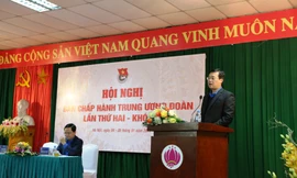Bí thư thứ nhất T.Ư Đoàn Lê Quốc Phong phát biểu khai mạc hội nghị. Ảnh: Bảo Anh