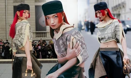 Châu Bùi nổi bật với tóc đỏ tại show thời trang có Lưu Diệc Phi, Hyein New Jeans